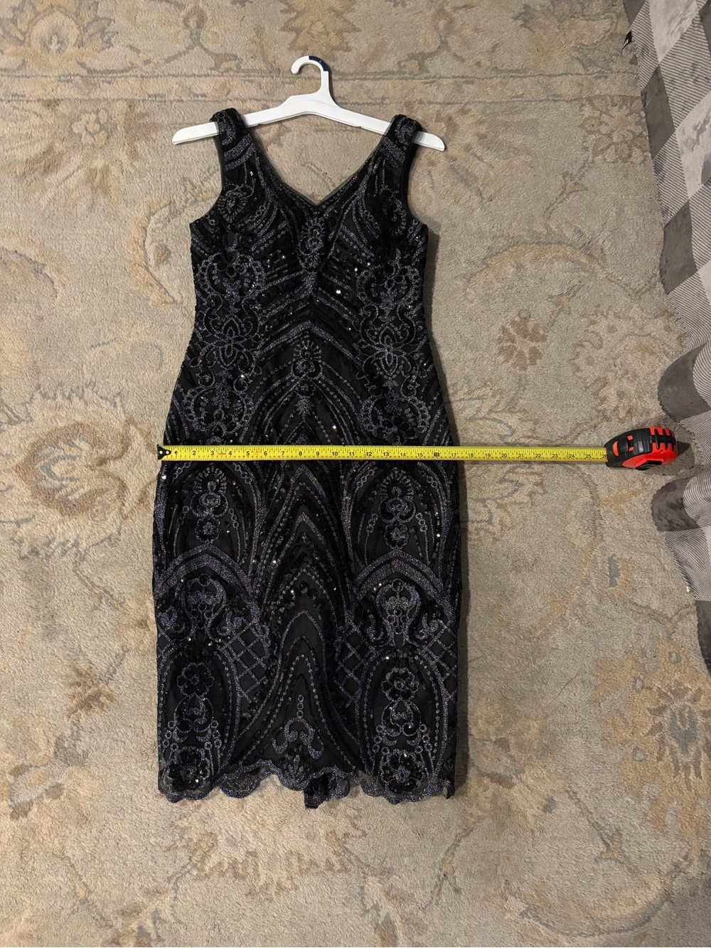 JJs House Black Beaded V-Neck Midi Dress - Picture 8 of 8